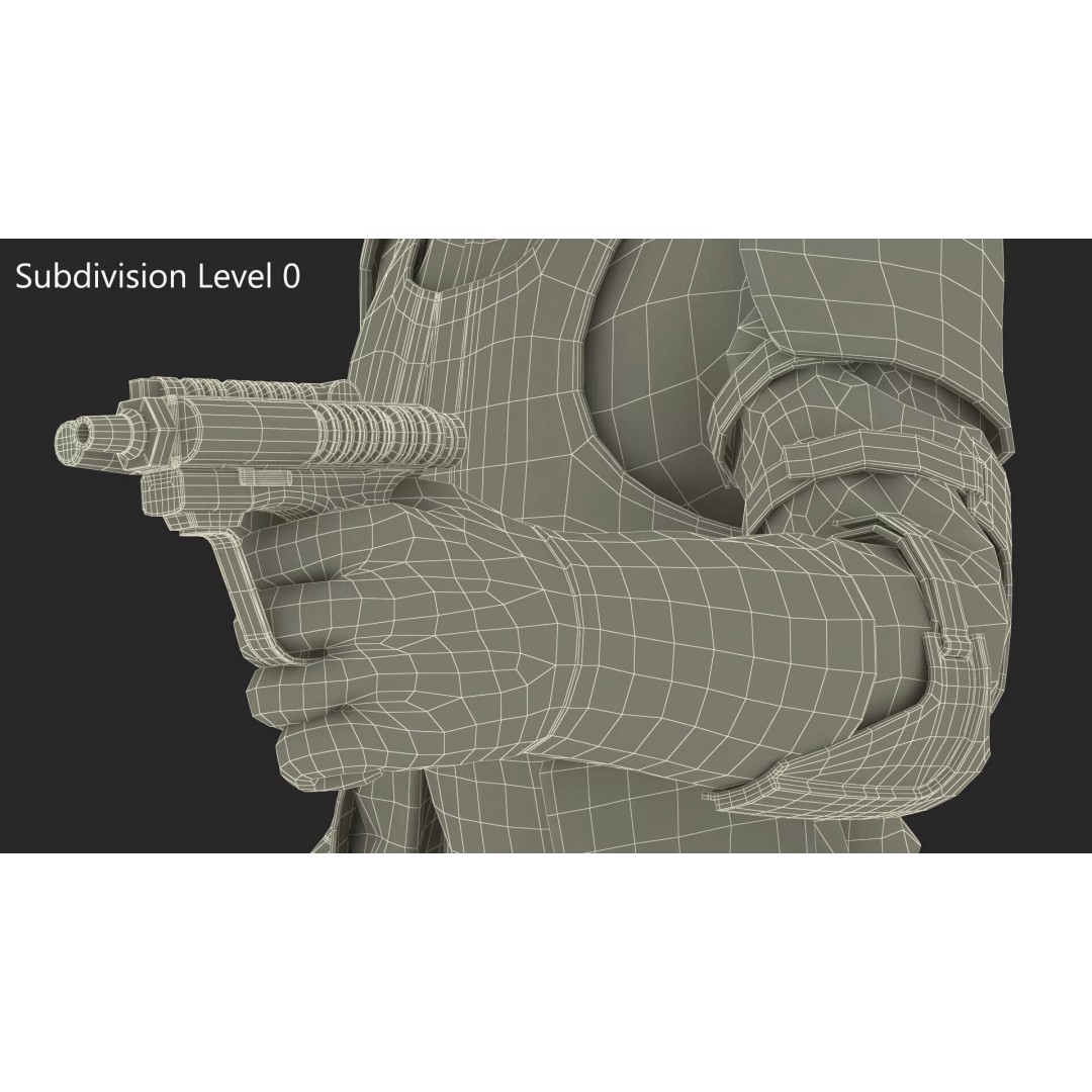Star Wars Tactical Trooper 3D Model – Firing Pose with Blaster, FBX - View 13