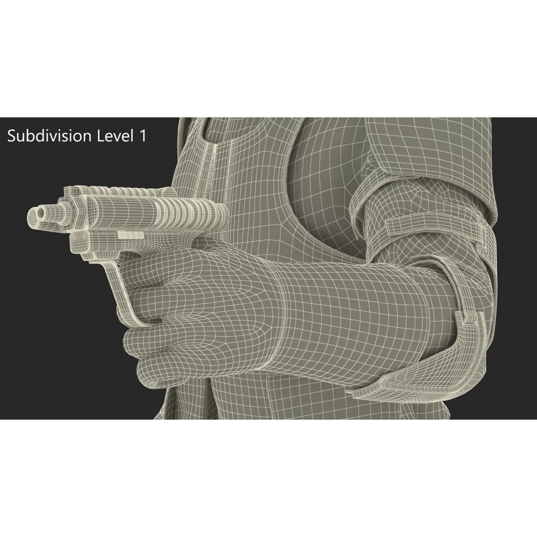 Star Wars Tactical Trooper 3D Model – Firing Pose with Blaster, FBX - View 14