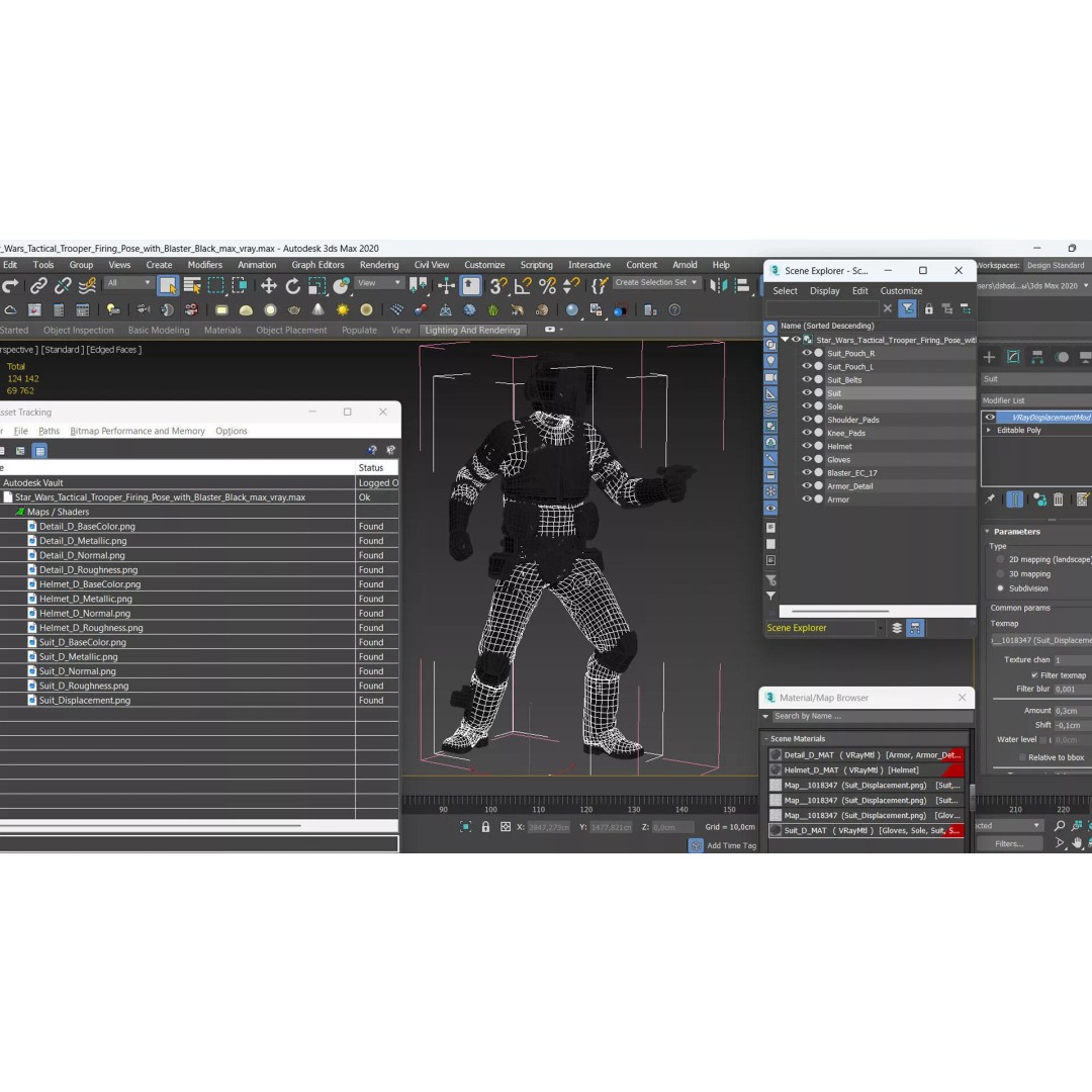 Star Wars Tactical Trooper 3D Model – Firing Pose with Blaster, FBX - View 17
