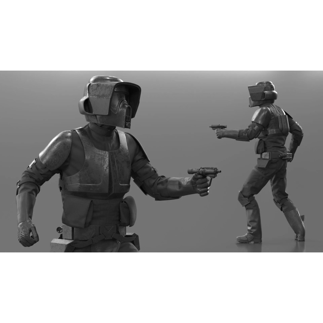 Star Wars Tactical Trooper 3D Model – Firing Pose with Blaster, FBX - View 2