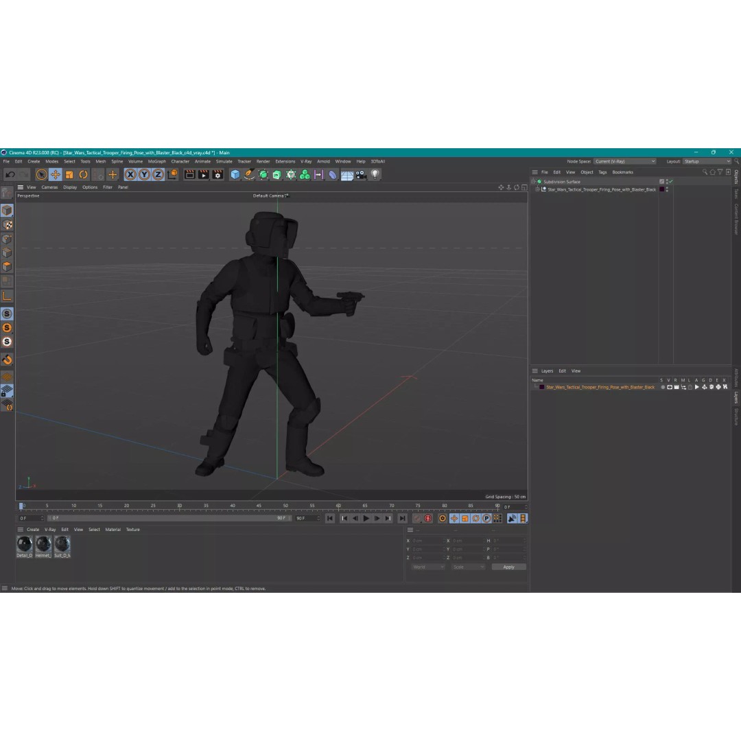 Star Wars Tactical Trooper 3D Model – Firing Pose with Blaster, FBX - View 21