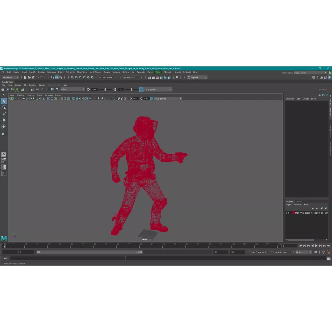 Star Wars Tactical Trooper 3D Model – Firing Pose with Blaster, FBX - View 22