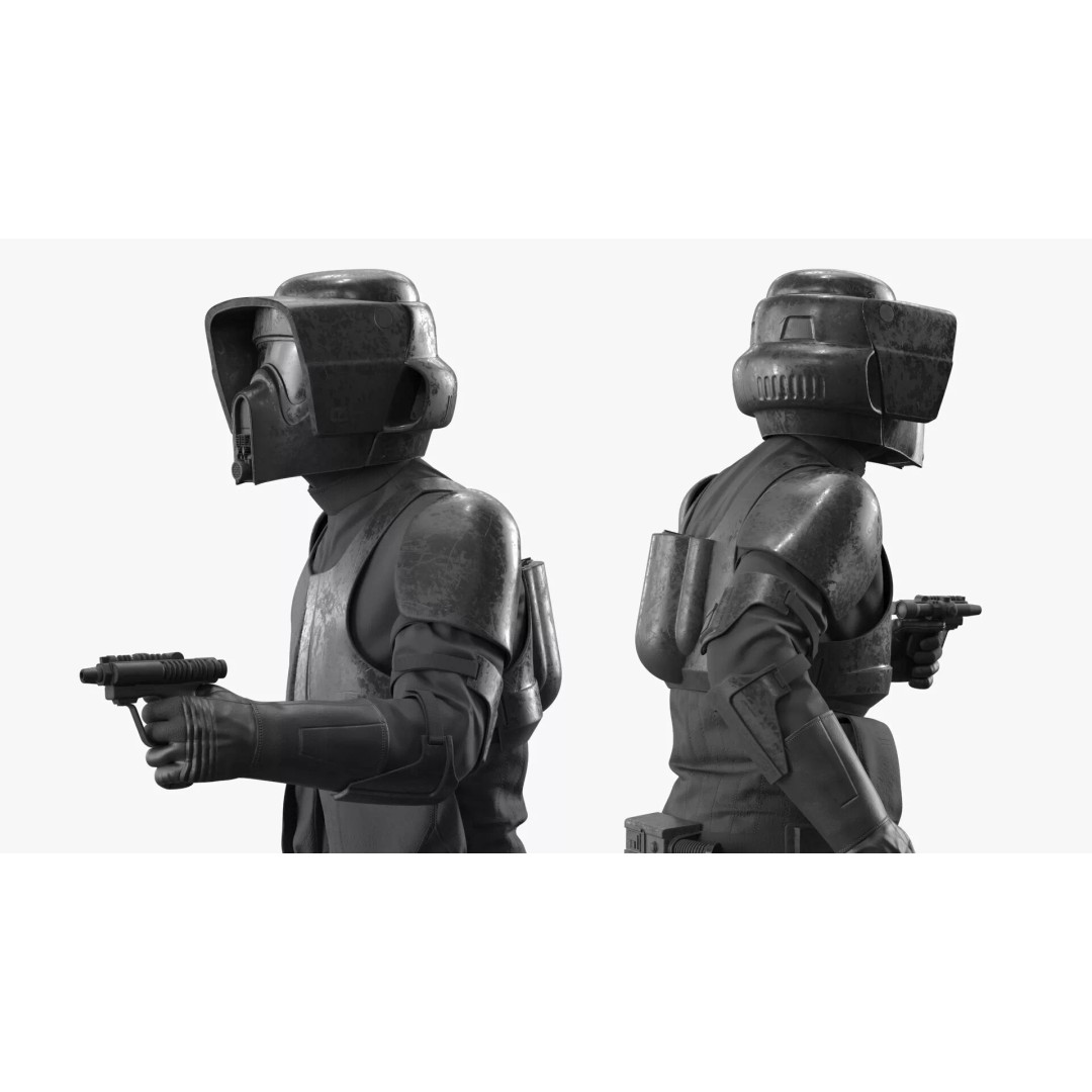 Star Wars Tactical Trooper 3D Model – Firing Pose with Blaster, FBX - View 3