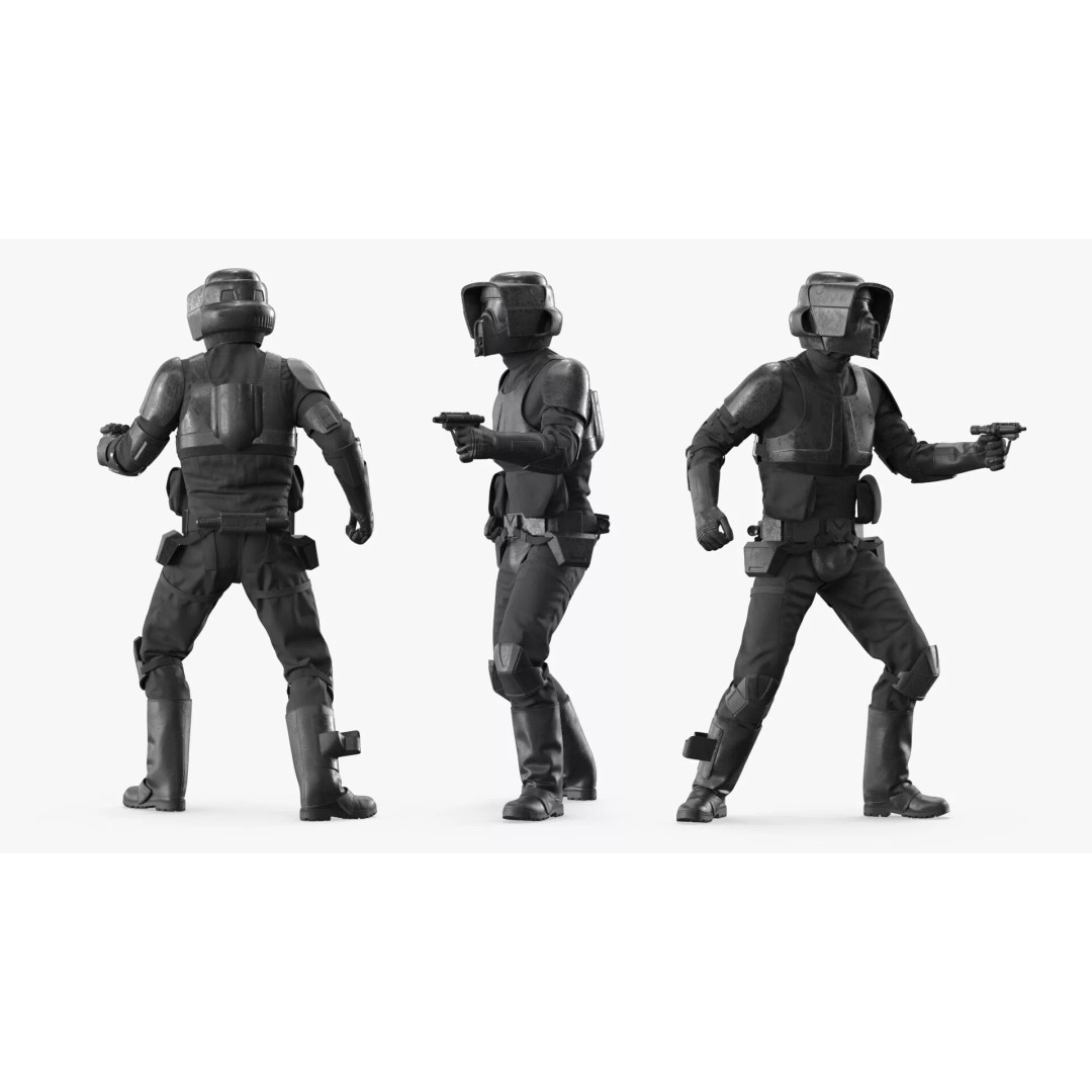 Star Wars Tactical Trooper 3D Model – Firing Pose with Blaster, FBX - View 6