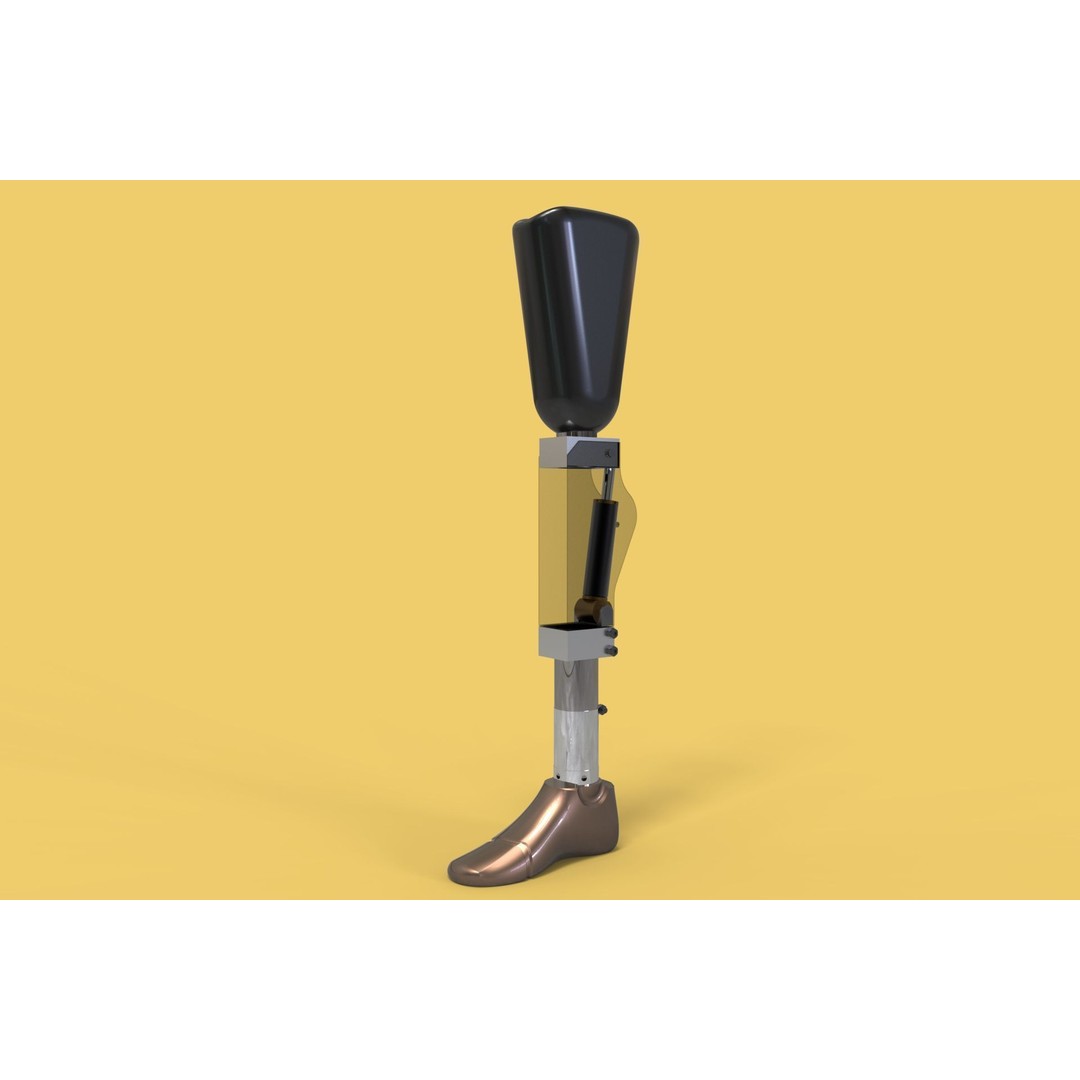 Artificial Pneumatic Prosthetic Leg 3D Model – PBR Medical Asset, Multiple Formats - View 3