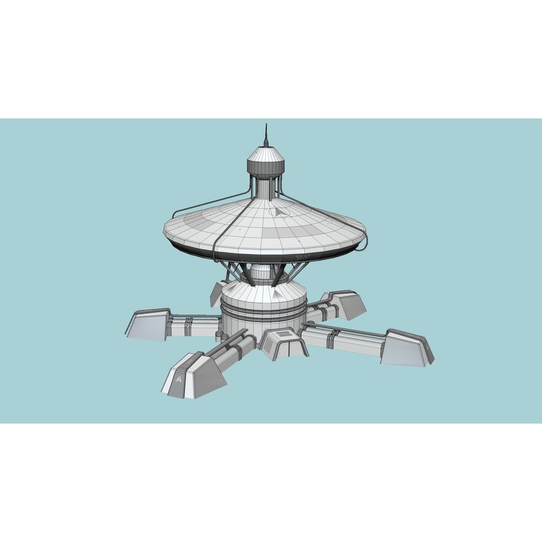 Sci-Fi Facility C08 3D Model – Low Poly Exterior Design, FBX & OBJ - View 8