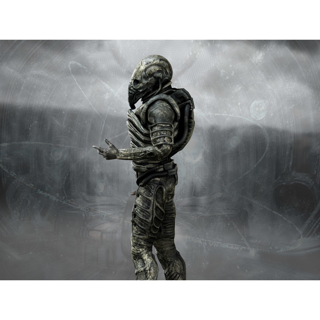 Prometheus Space Jockey 3D Model – Low Poly Rigged Character, FBX - View 9