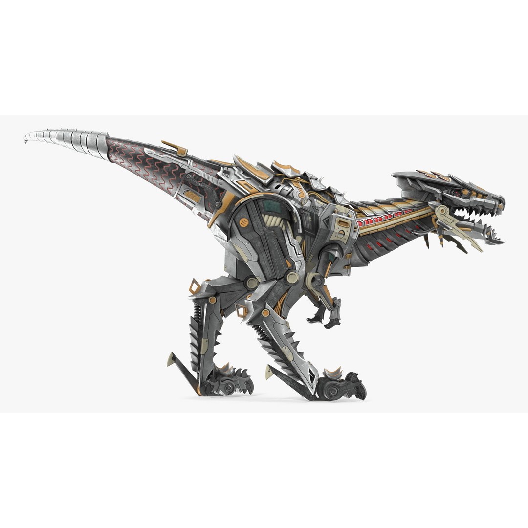 Mechanical T-Rex 3D Model – Realistic Robotic Dinosaur, FBX, PBR - View 10