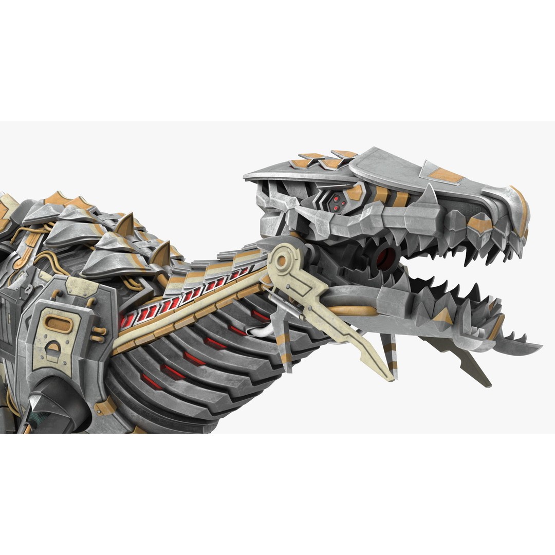 Mechanical T-Rex 3D Model – Realistic Robotic Dinosaur, FBX, PBR - View 11