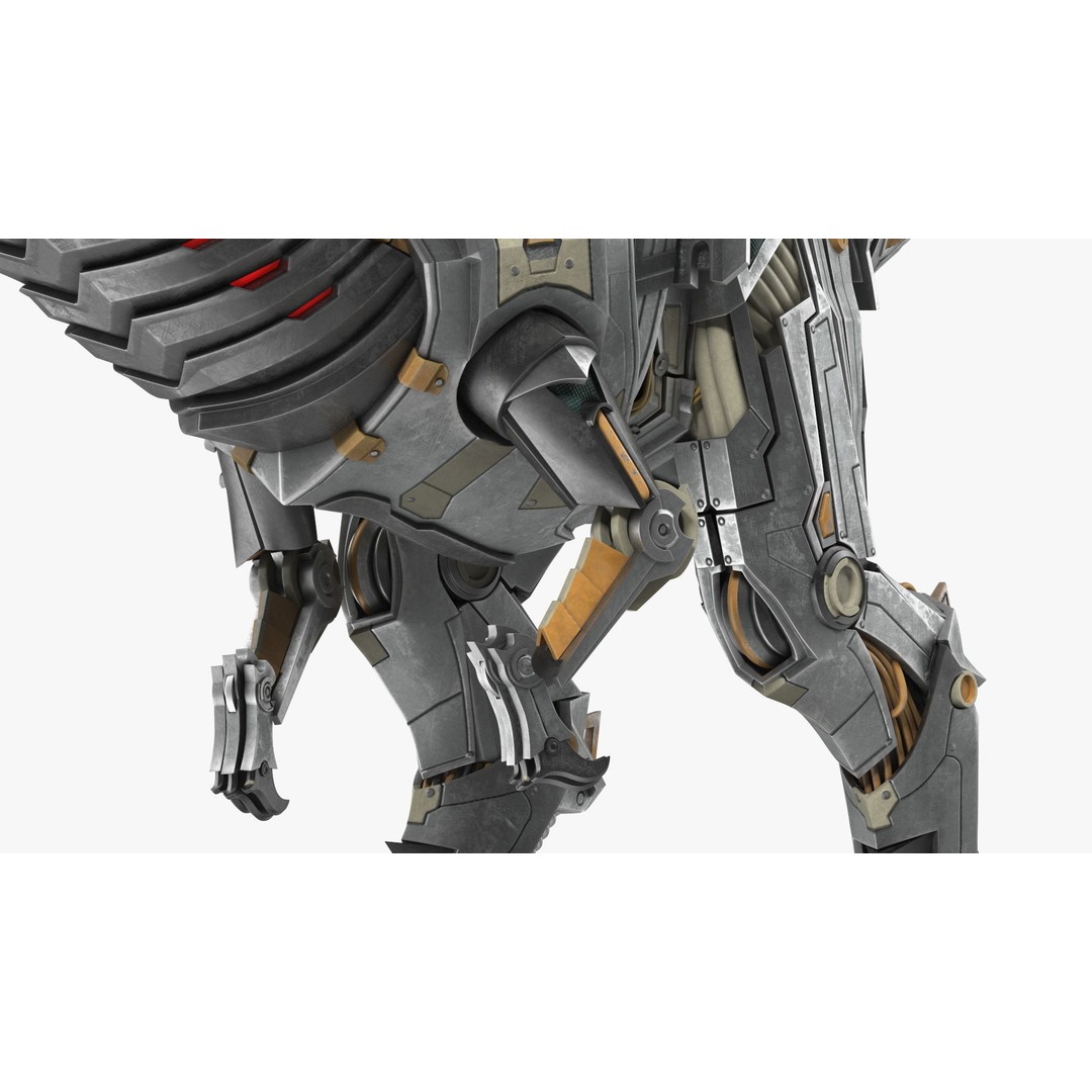 Mechanical T-Rex 3D Model – Realistic Robotic Dinosaur, FBX, PBR - View 12
