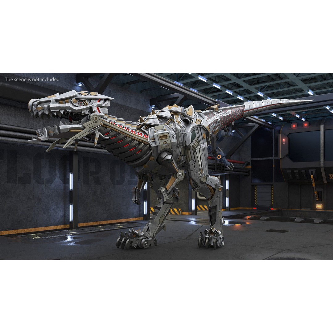 Mechanical T-Rex 3D Model – Realistic Robotic Dinosaur, FBX, PBR - View 2