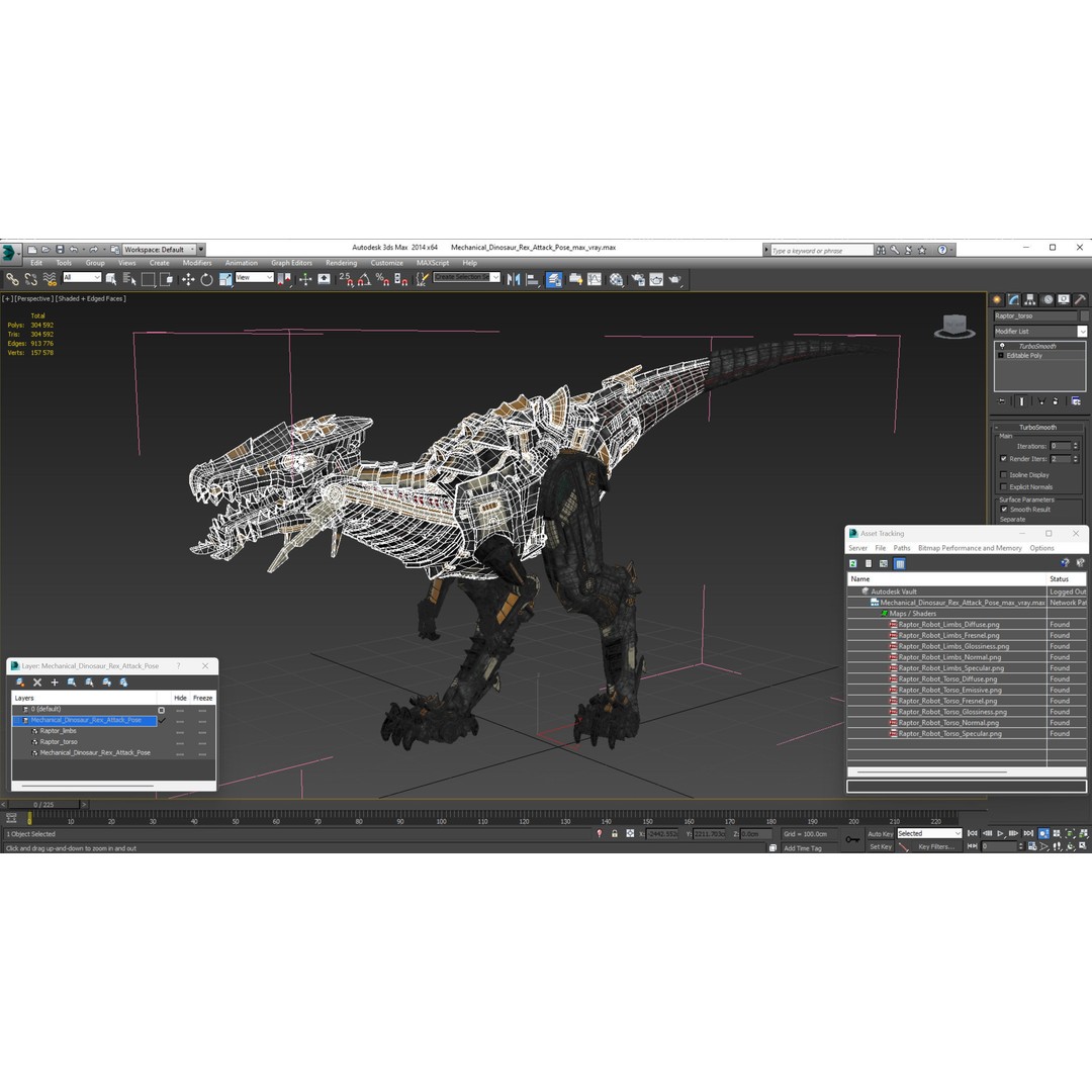 Mechanical T-Rex 3D Model – Realistic Robotic Dinosaur, FBX, PBR - View 20