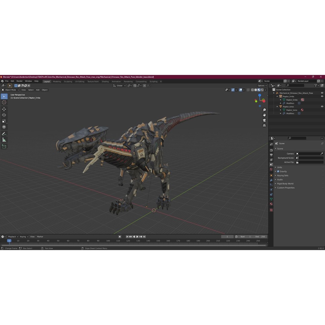 Mechanical T-Rex 3D Model – Realistic Robotic Dinosaur, FBX, PBR - View 21