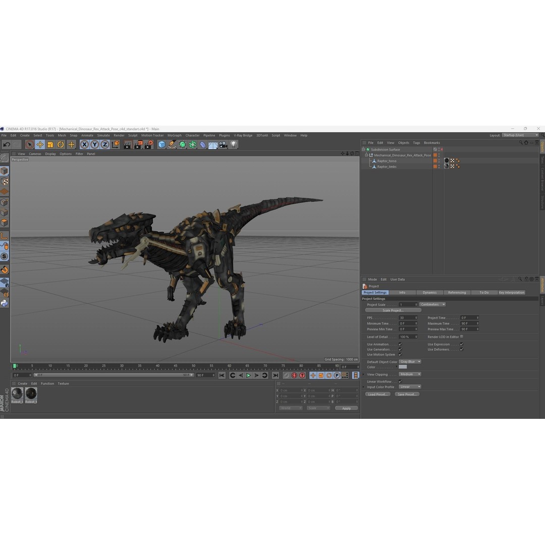 Mechanical T-Rex 3D Model – Realistic Robotic Dinosaur, FBX, PBR - View 23