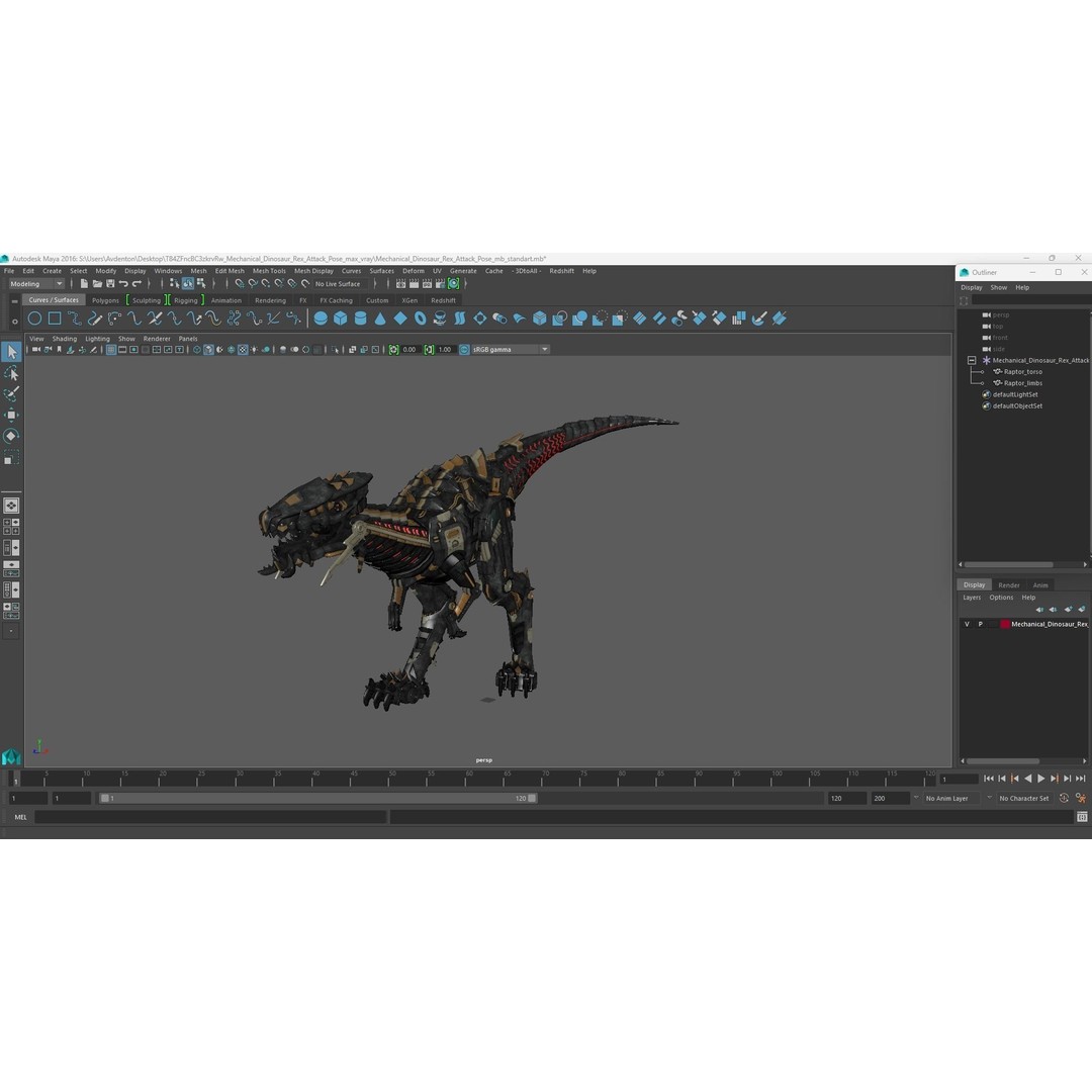 Mechanical T-Rex 3D Model – Realistic Robotic Dinosaur, FBX, PBR - View 24