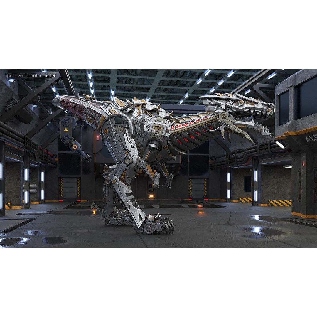 Mechanical T-Rex 3D Model – Realistic Robotic Dinosaur, FBX, PBR - View 3