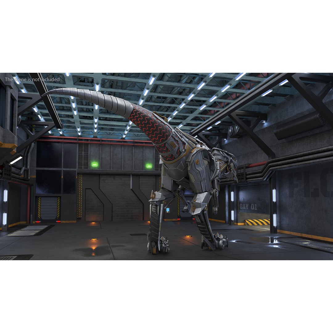 Mechanical T-Rex 3D Model – Realistic Robotic Dinosaur, FBX, PBR - View 4