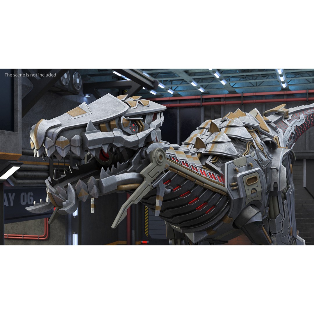 Mechanical T-Rex 3D Model – Realistic Robotic Dinosaur, FBX, PBR - View 5