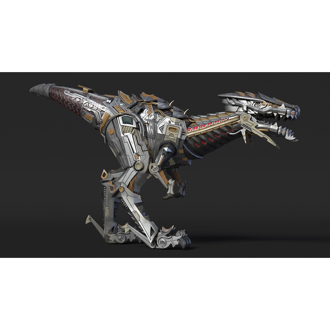 Mechanical T-Rex 3D Model – Realistic Robotic Dinosaur, FBX, PBR - View 6