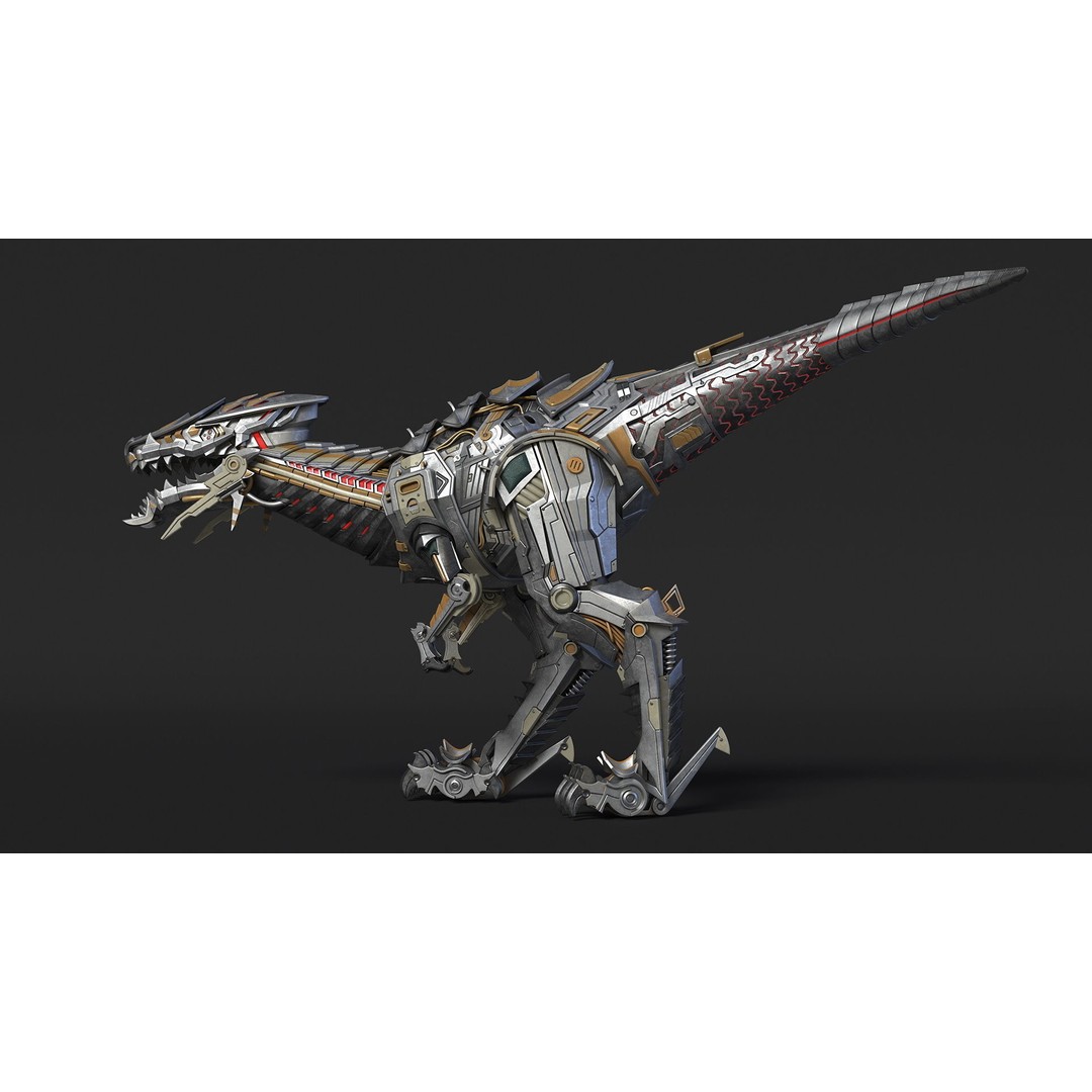 Mechanical T-Rex 3D Model – Realistic Robotic Dinosaur, FBX, PBR - View 7