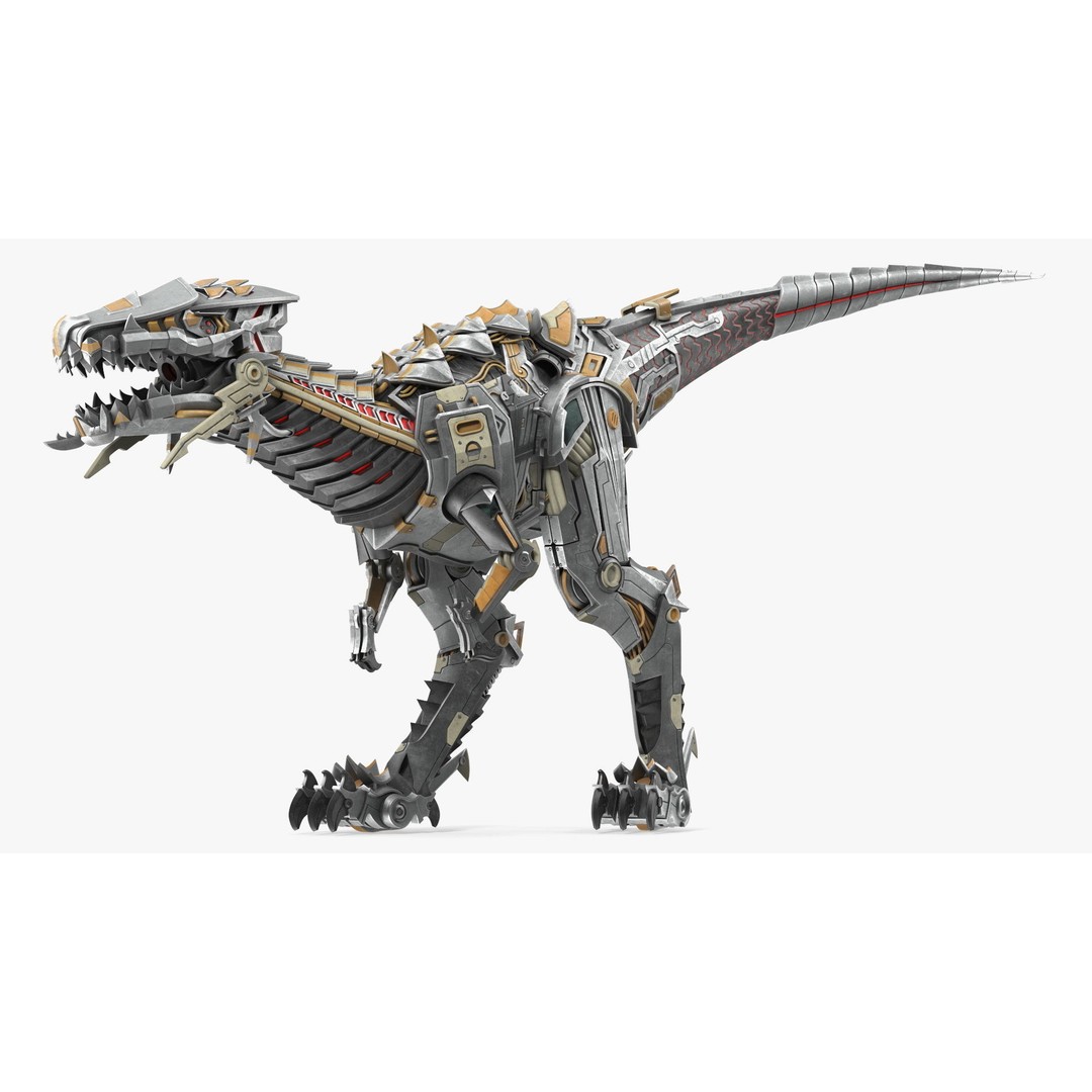 Mechanical T-Rex 3D Model – Realistic Robotic Dinosaur, FBX, PBR - View 8