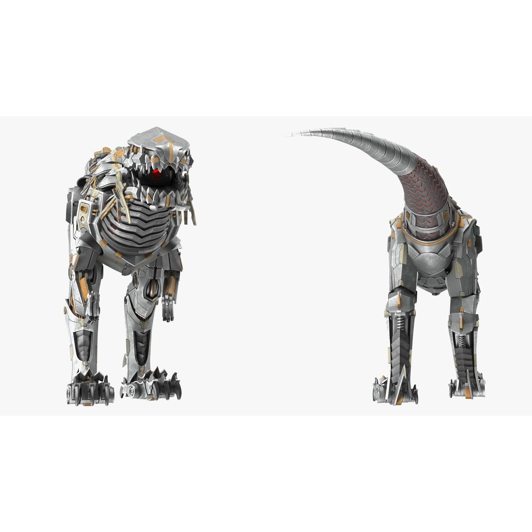 Mechanical T-Rex 3D Model – Realistic Robotic Dinosaur, FBX, PBR - View 9