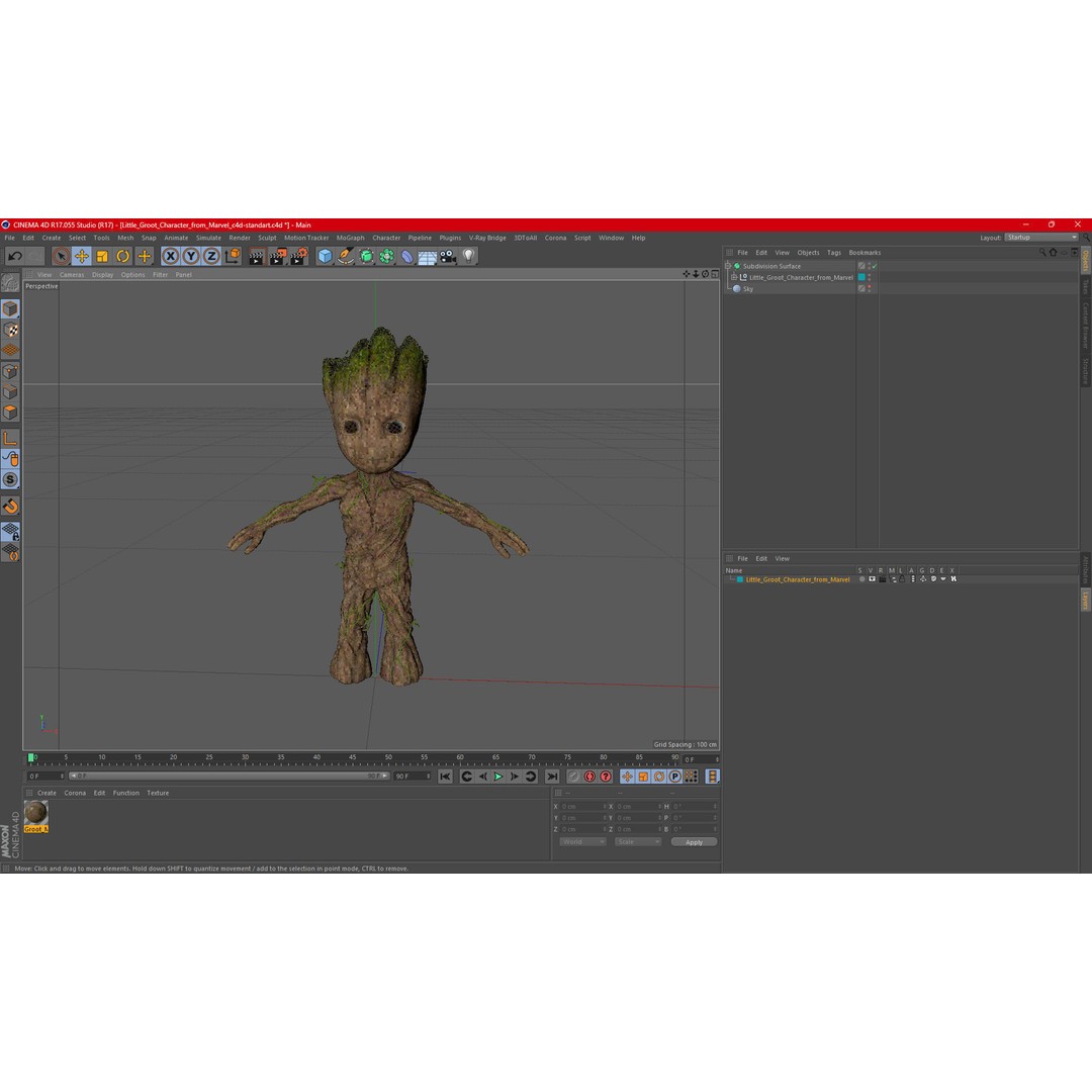 Little Groot 3D Model – High Poly Character with PBR Textures, FBX - View 17