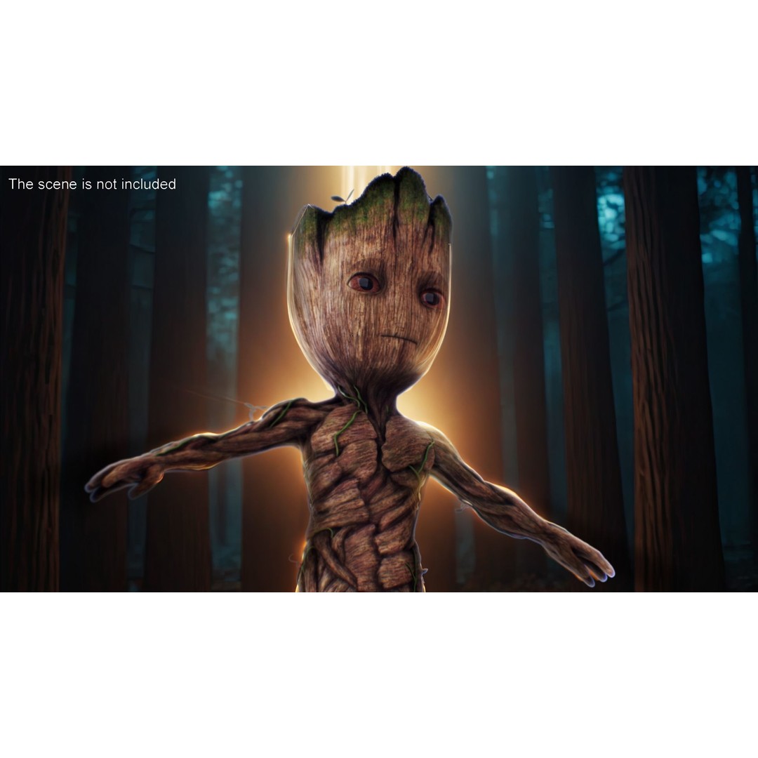 Little Groot 3D Model – High Poly Character with PBR Textures, FBX - View 2