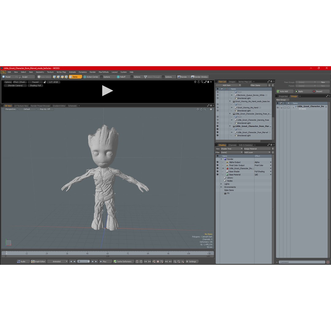 Little Groot 3D Model – High Poly Character with PBR Textures, FBX - View 20