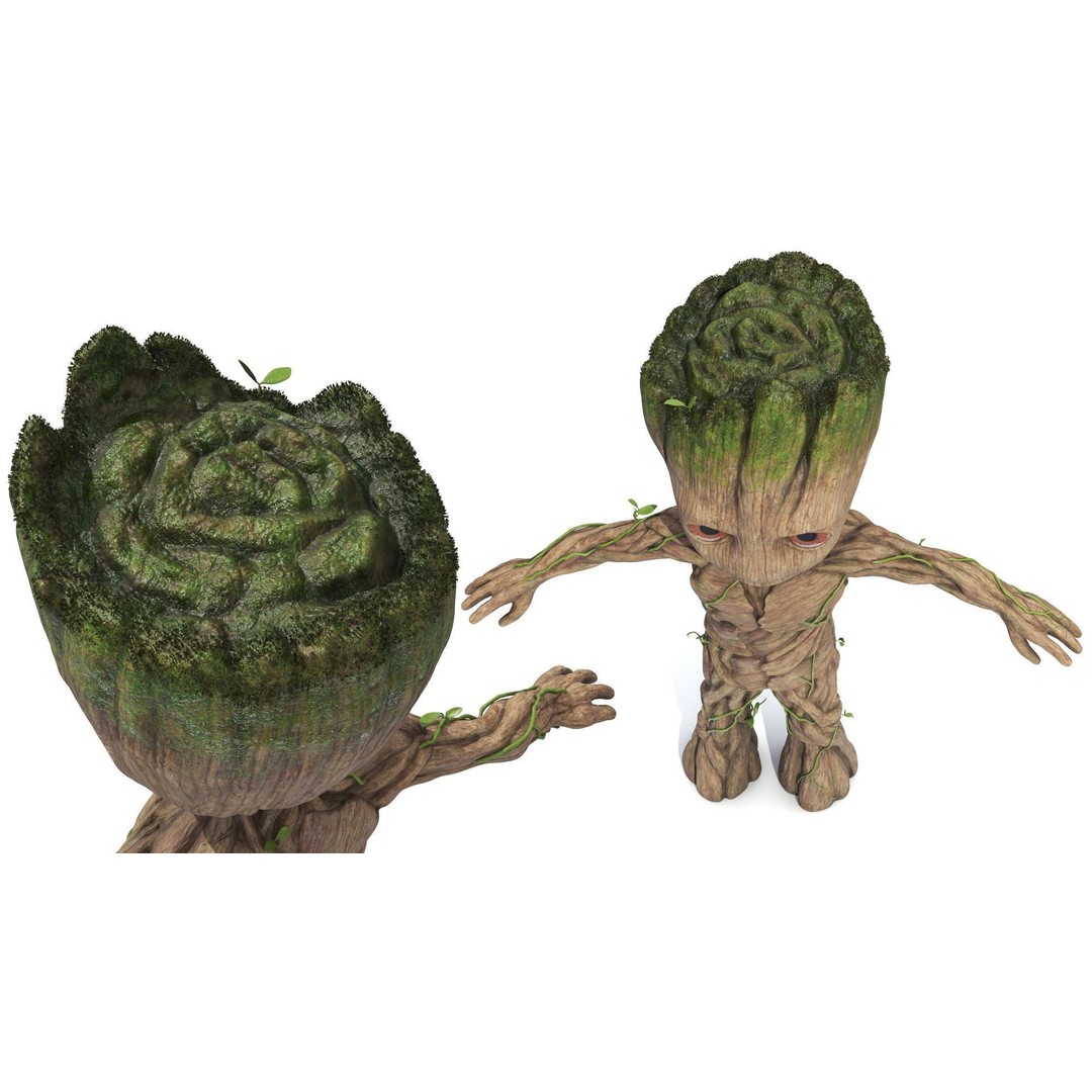 Little Groot 3D Model – High Poly Character with PBR Textures, FBX - View 9