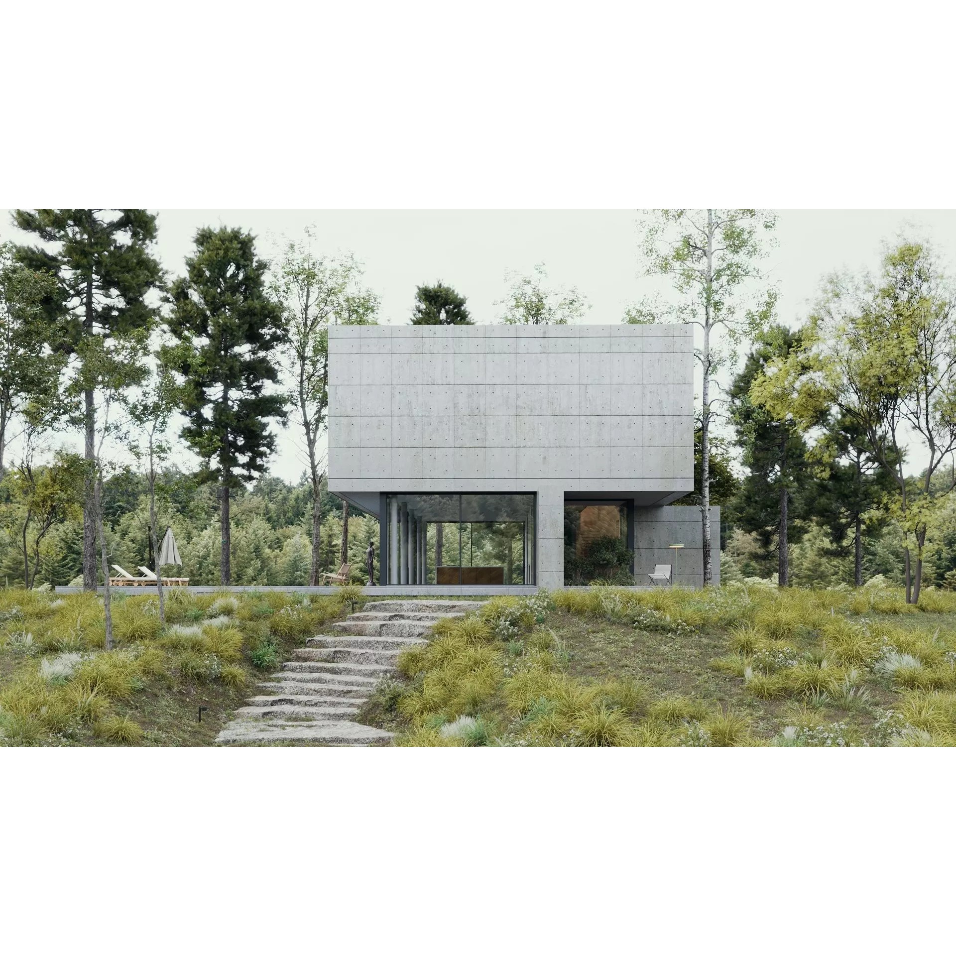 Villa Concrete - Architectural 3D Model - View 2
