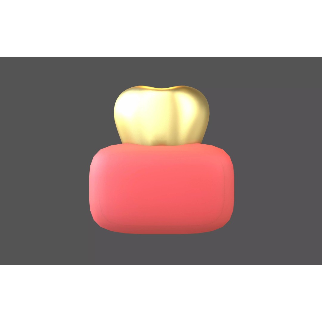 Tooth With Gums Emoji 3D Model – Low Poly PBR Asset, FBX, OBJ - View 2