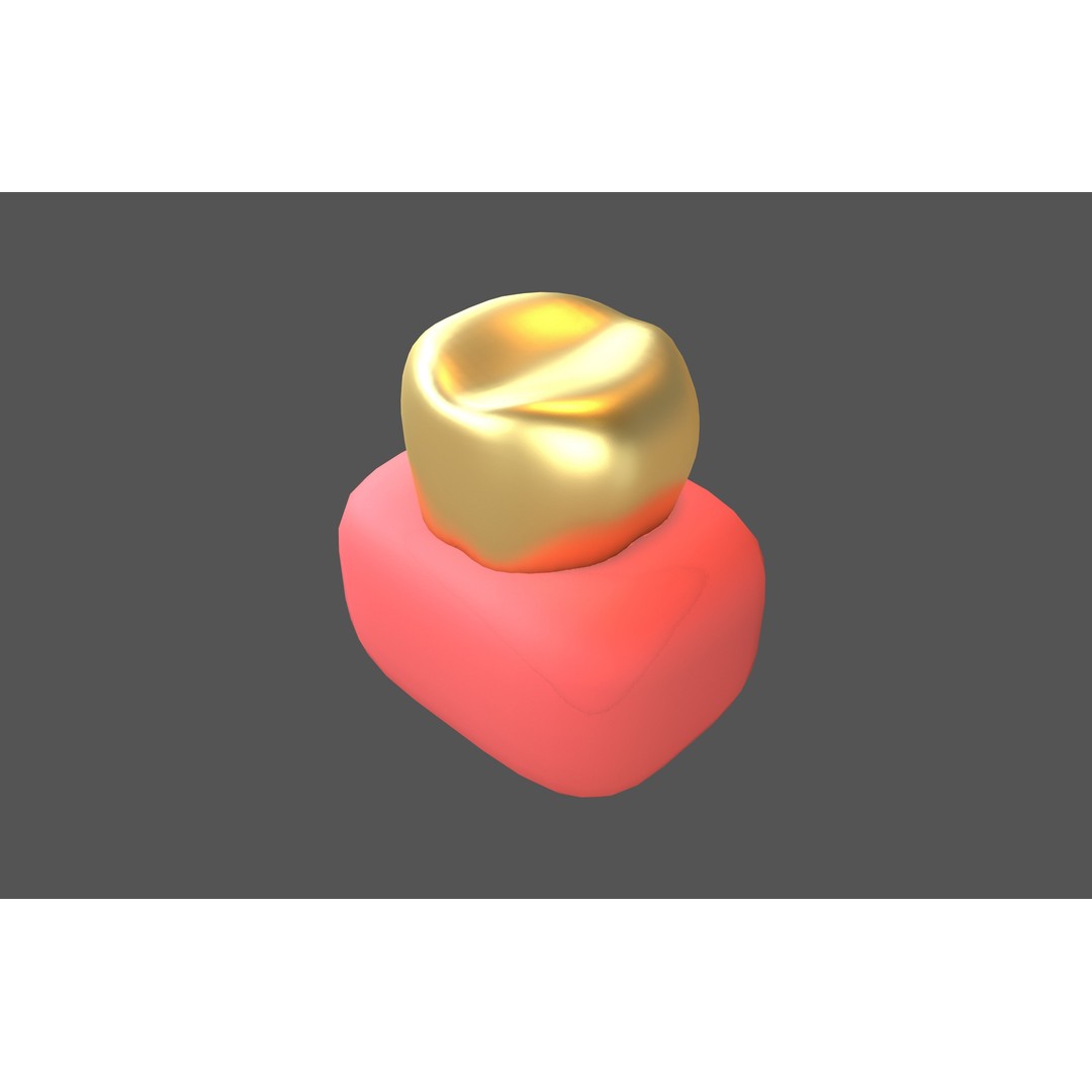 Tooth With Gums Emoji 3D Model – Low Poly PBR Asset, FBX, OBJ - View 3