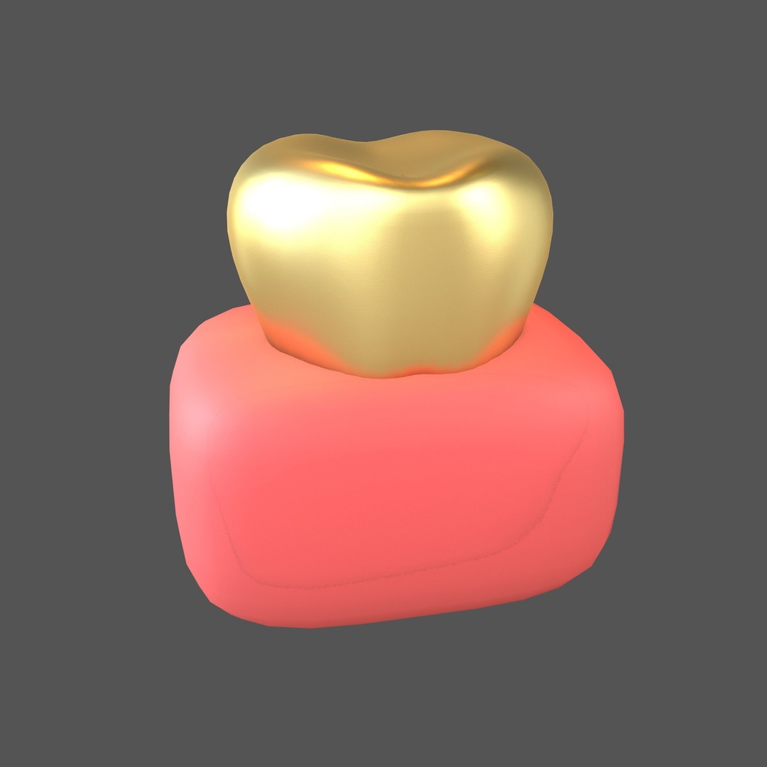 Tooth With Gums Emoji 3D Model – Low Poly PBR Asset, FBX, OBJ - View 4