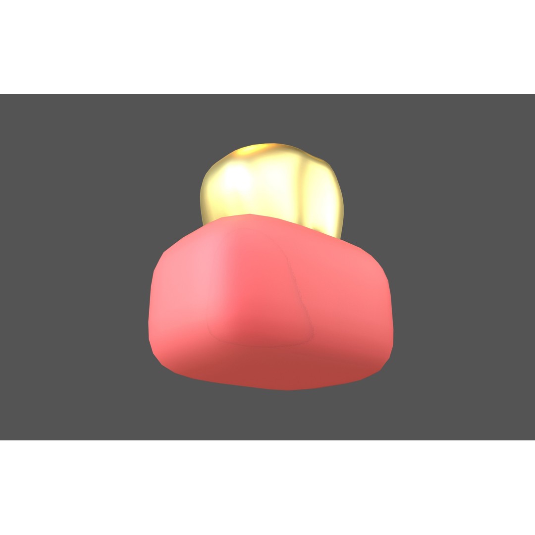 Tooth With Gums Emoji 3D Model – Low Poly PBR Asset, FBX, OBJ - View 5
