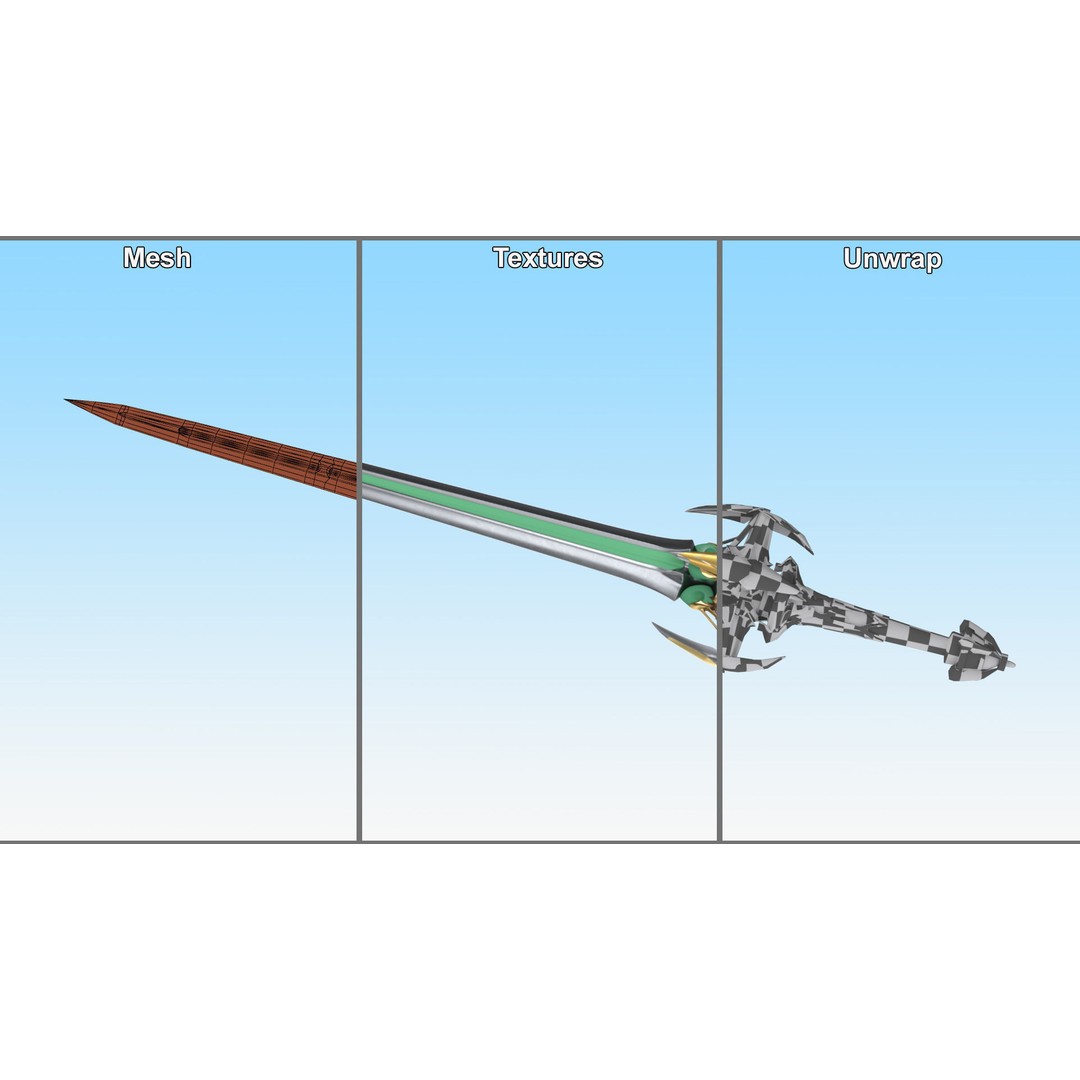 Futuristic Green Sword 3D Model – Sci-Fi Toy Weapon, FBX PBR - View 13