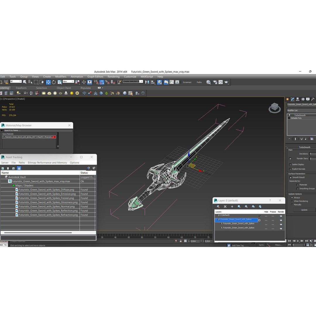 Futuristic Green Sword 3D Model – Sci-Fi Toy Weapon, FBX PBR - View 18