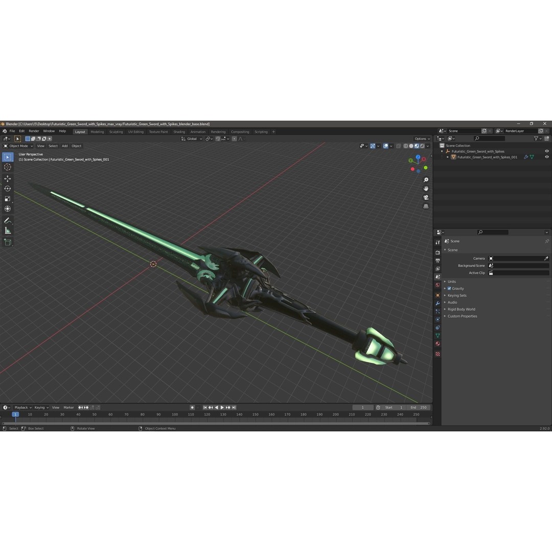 Futuristic Green Sword 3D Model – Sci-Fi Toy Weapon, FBX PBR - View 19
