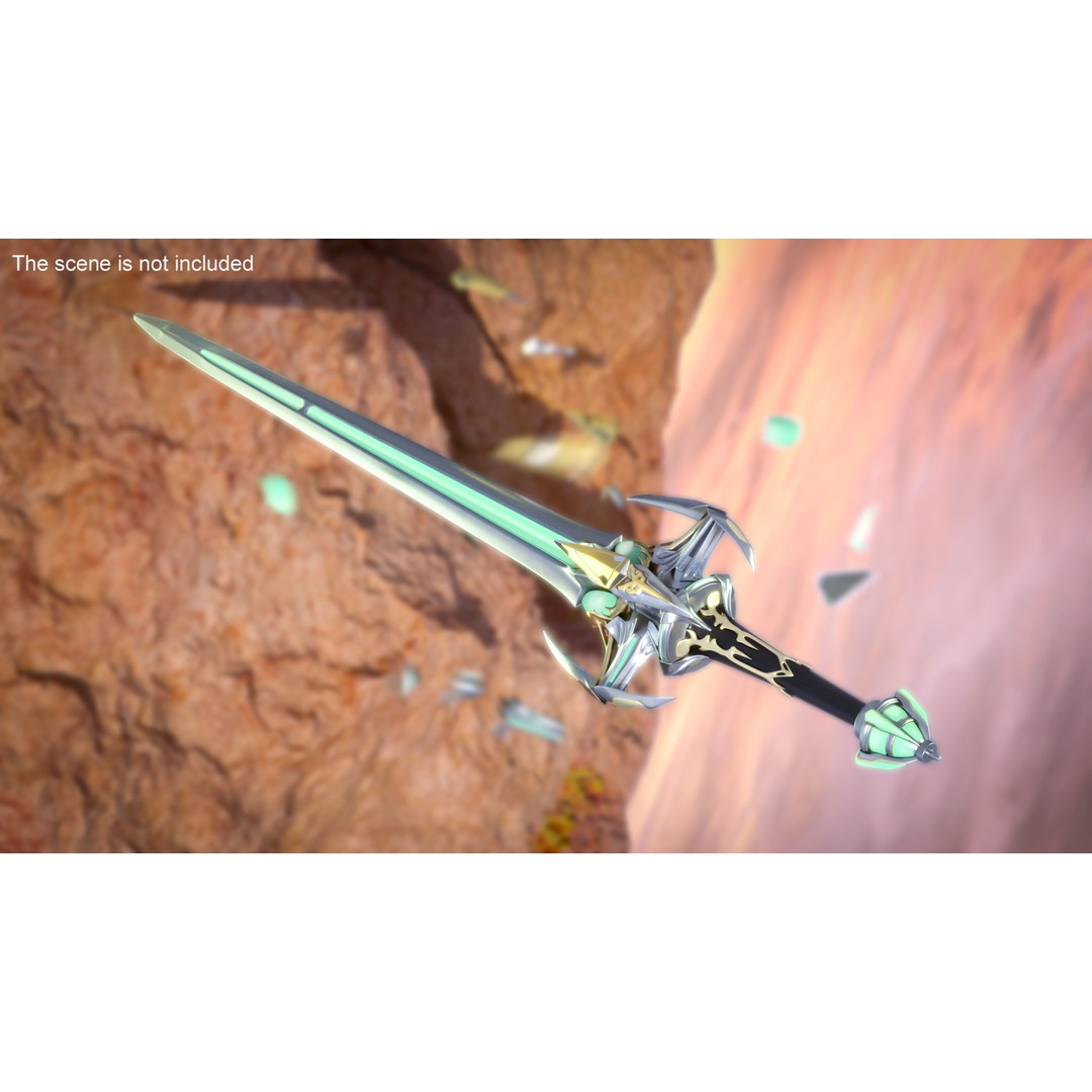 Futuristic Green Sword 3D Model – Sci-Fi Toy Weapon, FBX PBR - View 2
