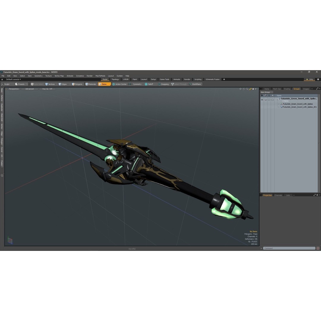 Futuristic Green Sword 3D Model – Sci-Fi Toy Weapon, FBX PBR - View 20