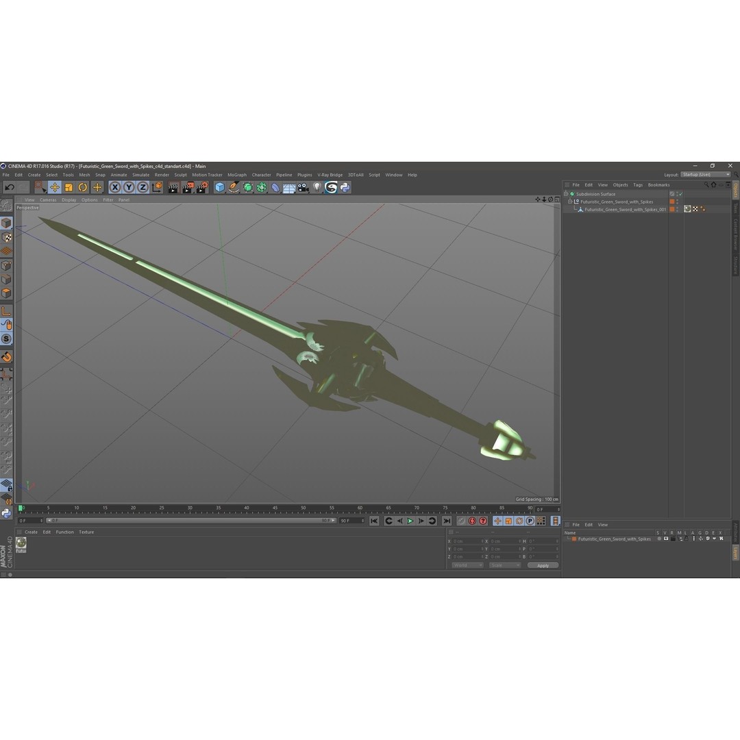 Futuristic Green Sword 3D Model – Sci-Fi Toy Weapon, FBX PBR - View 21