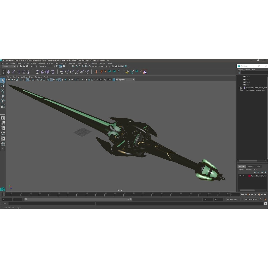 Futuristic Green Sword 3D Model – Sci-Fi Toy Weapon, FBX PBR - View 22