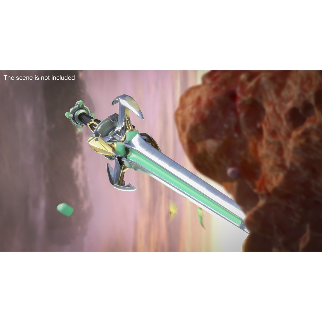 Futuristic Green Sword 3D Model – Sci-Fi Toy Weapon, FBX PBR - View 3