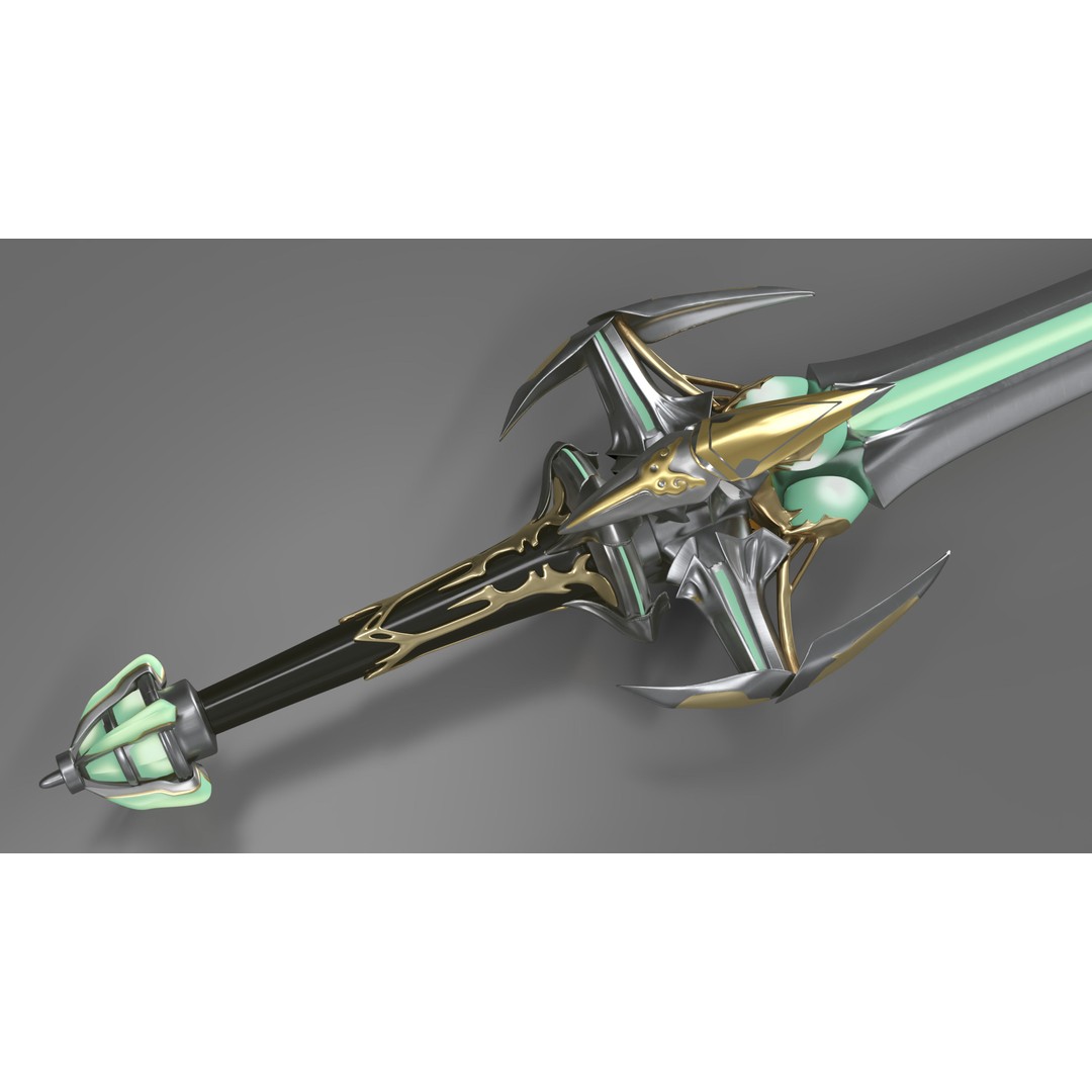 Futuristic Green Sword 3D Model – Sci-Fi Toy Weapon, FBX PBR - View 5