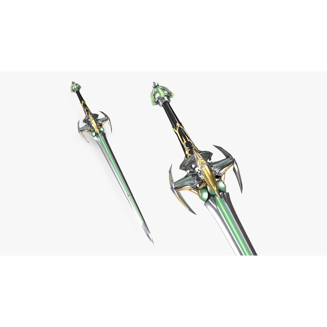 Futuristic Green Sword 3D Model – Sci-Fi Toy Weapon, FBX PBR - View 6