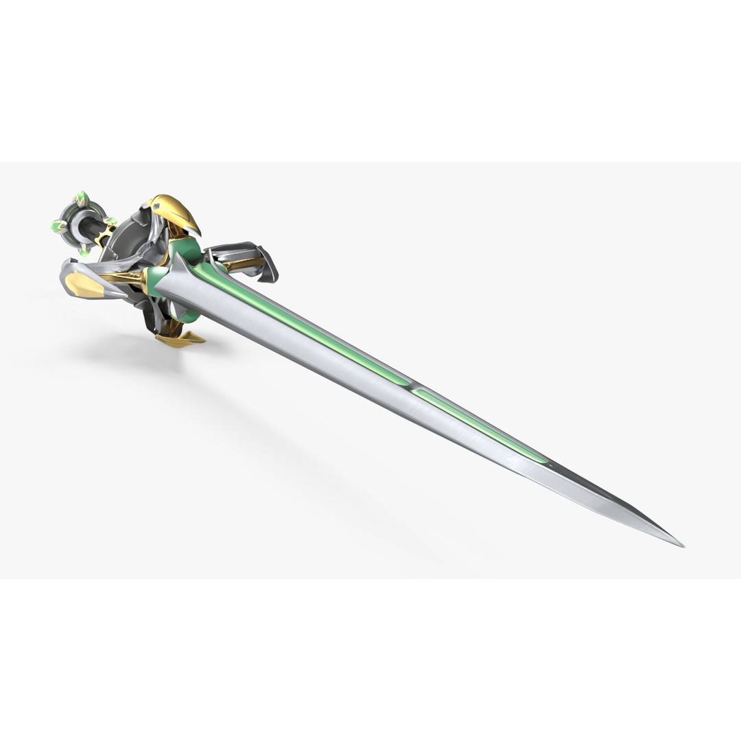 Futuristic Green Sword 3D Model – Sci-Fi Toy Weapon, FBX PBR - View 9