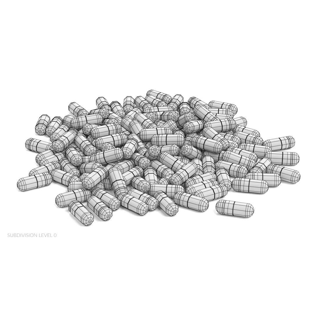 Pile of Pills 3D Model – Realistic Blue and White Capsules for Medical Use - View 12