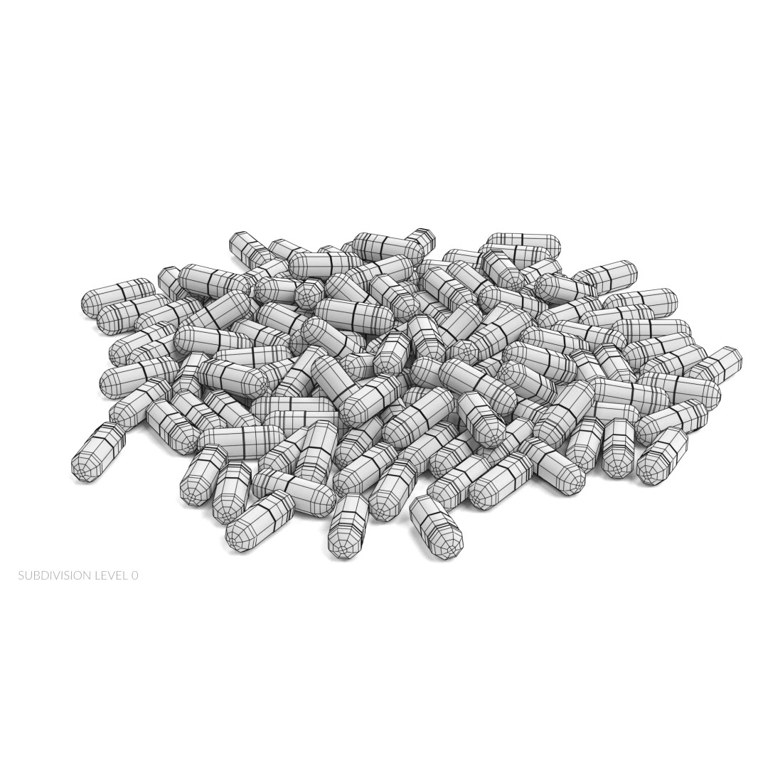 Pile of Pills 3D Model – Realistic Blue and White Capsules for Medical Use - View 14