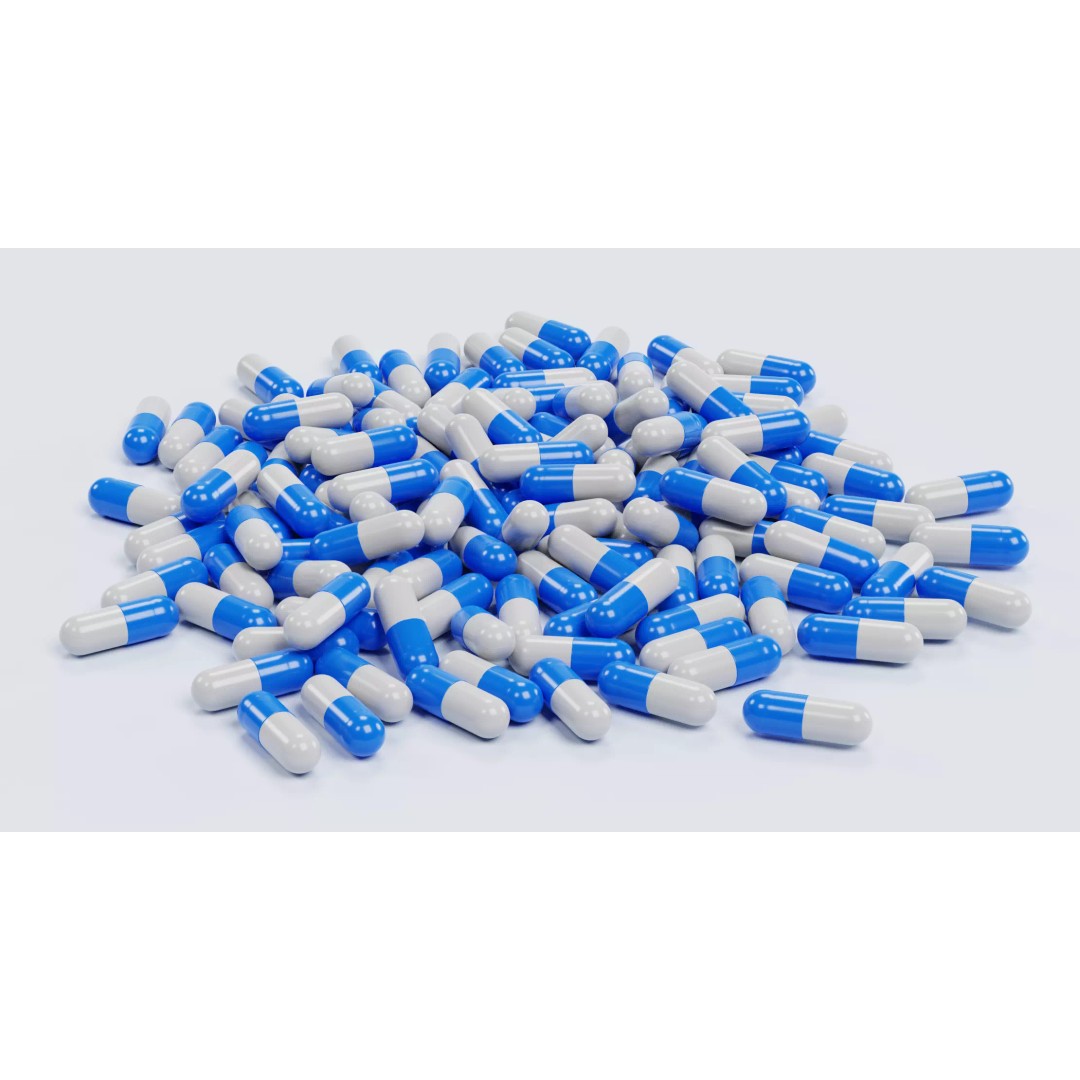 Pile of Pills 3D Model – Realistic Blue and White Capsules for Medical Use - View 4