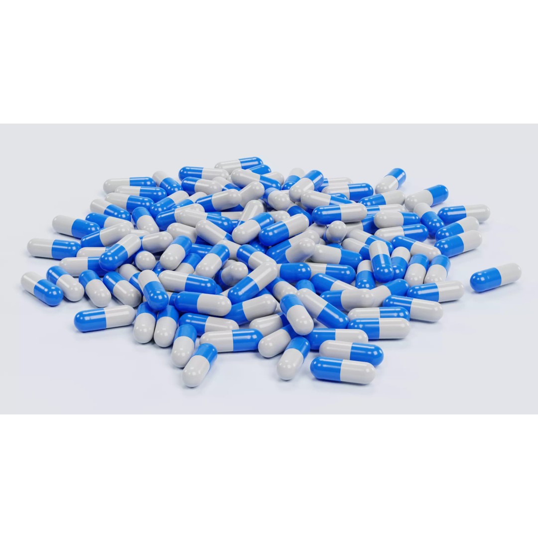 Pile of Pills 3D Model – Realistic Blue and White Capsules for Medical Use - View 5